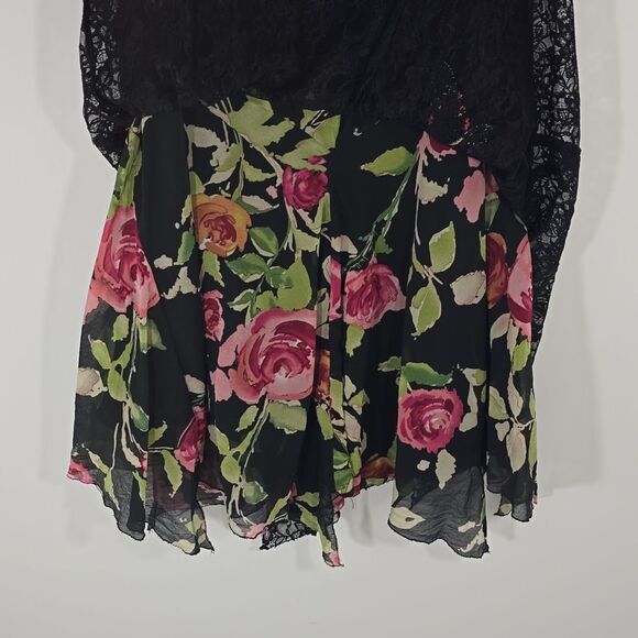 {Nicole Miller New York} 90s Y2K Lace Overlay Floral Sequins Asymmetrical Skirt - Picture 10 of 16